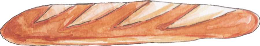 Watercolor Baguette Bread